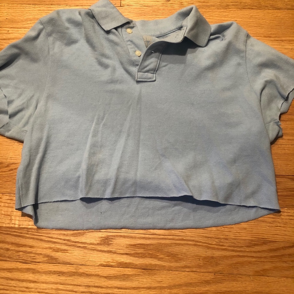 Baby blue cropped polo